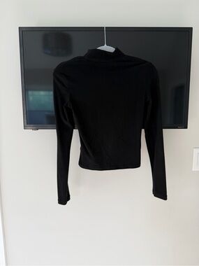 Classic Black Long-Sleeve Mock Neck Top